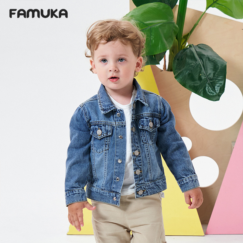 Кросс-бордерный экспорт детской одежды, весенне-осенние вещи, джинсовые куртки для детей, средние и большие размеры для мальчиков и девочек, повседневные модные наряды