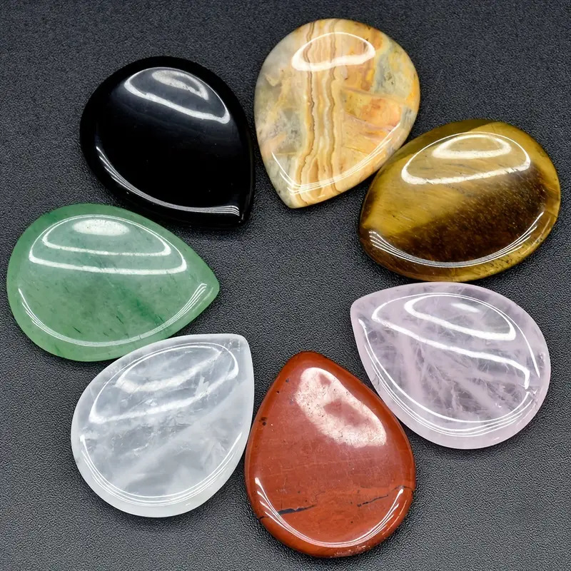 Natural Crystal Drop-shaped Decompression Stone Thumb Forgotten Worry Stone Massager Handle Scraping Stone Decompression Stone