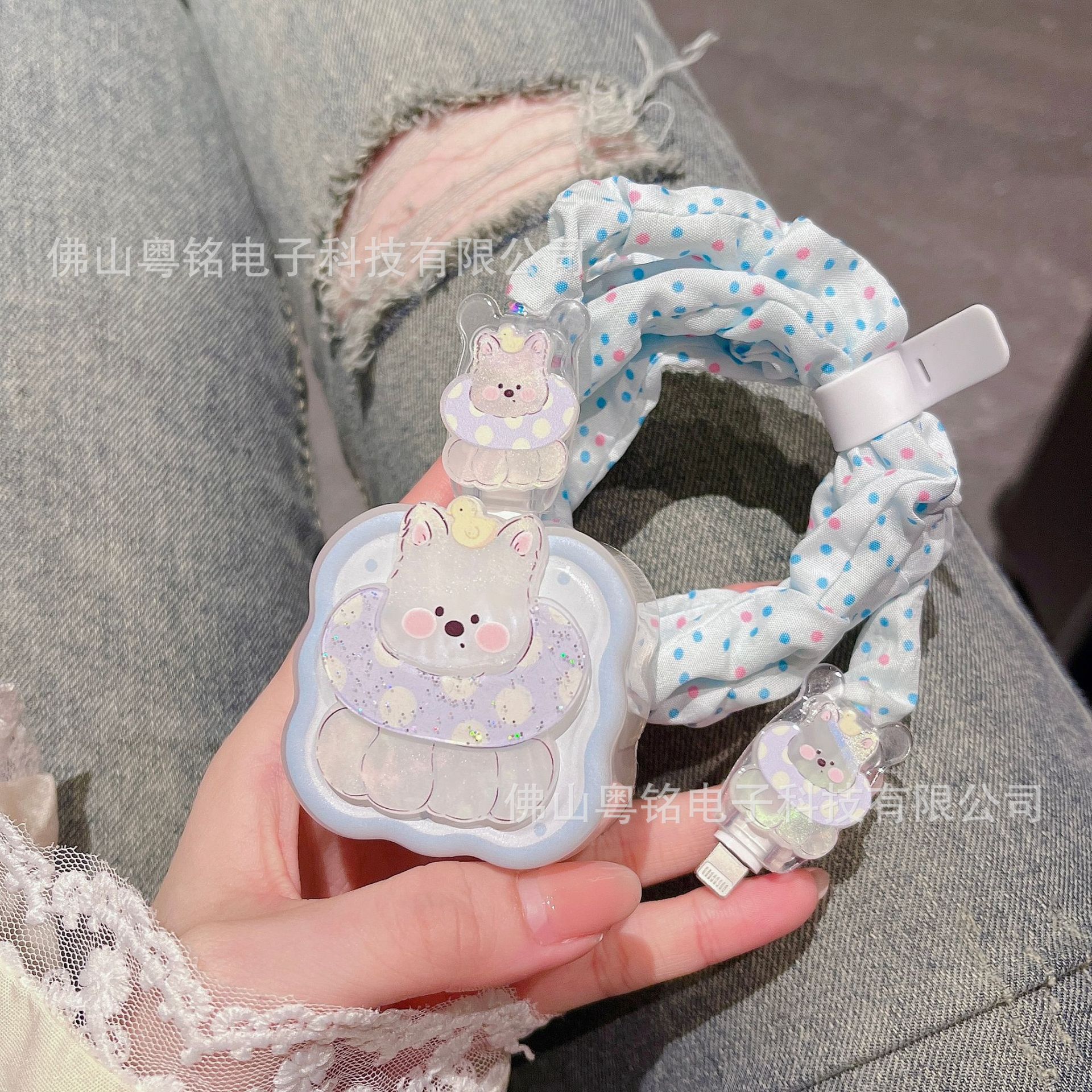 Swimming Ring Dog-Themed Protective Case for Apple 40W Wavy Edge Charger, iPhone 17 Data Cable Decoration, Dirt-Resistant