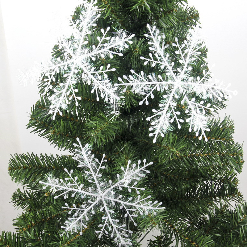 Foreign trade cross-border Christmas snowflake plastic snowflake brushed Christmas tree decorative pendant 3 pieces 11CM-28CM