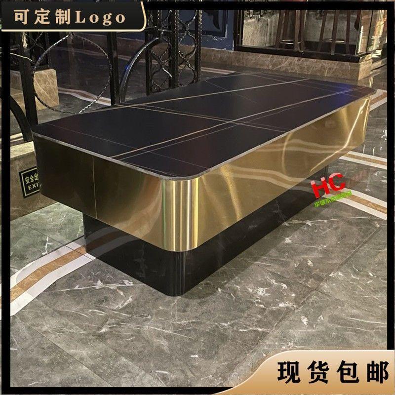 in stock New KTV Coffee Table Night Bar Stainless Steel Card Seat Simple Rock Plate Tempered Glass