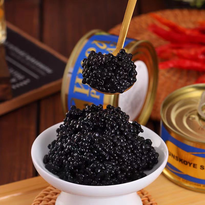 Imported from Russia, Synthetic Black Caviar, Sturgeon, Salmon, Red Caviar, 120G/Can