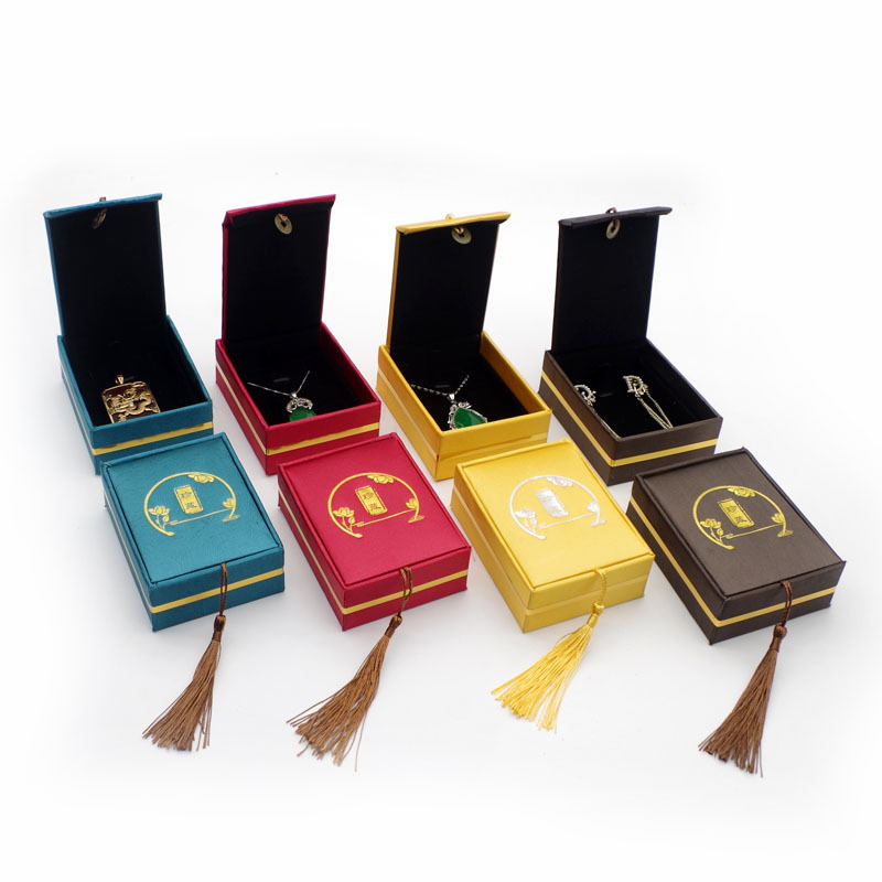 Gold-Edged Tassel Jewelry Packaging Box, Classical Chinese Style Collection Pendant, Jade Pendant, Jade Pendant Packaging Box, Jewelry Gift Box