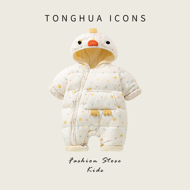 Комбинезон для младенцев, зимняя одежда из белого утиного пуха