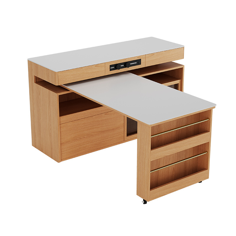 Tongyu Special Integrated Solid Wood Sideboard Dining Table Multifunctional Small Apartment Solid Wood Retractable Island Table Slate Dining Table