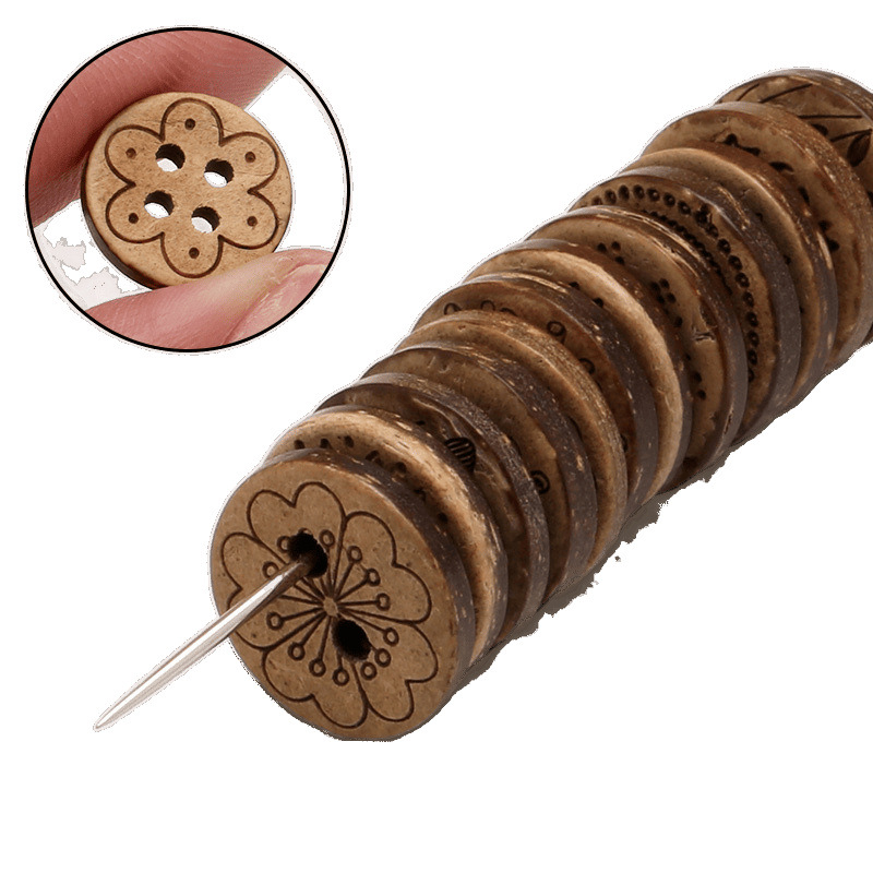 Wooden Buttons, Retro Coconut Shell Buttons, Children's Clothes, Various Doll Accessories