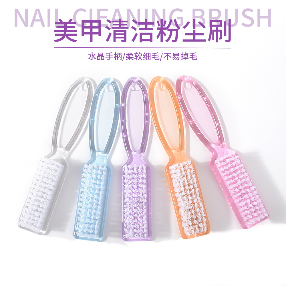 Cross-Border Supply of Transparent Long-Handled Nail Brushes, Square Plastic Cleaning Non-Shedding Manicure Crystal Brush Manufacturers