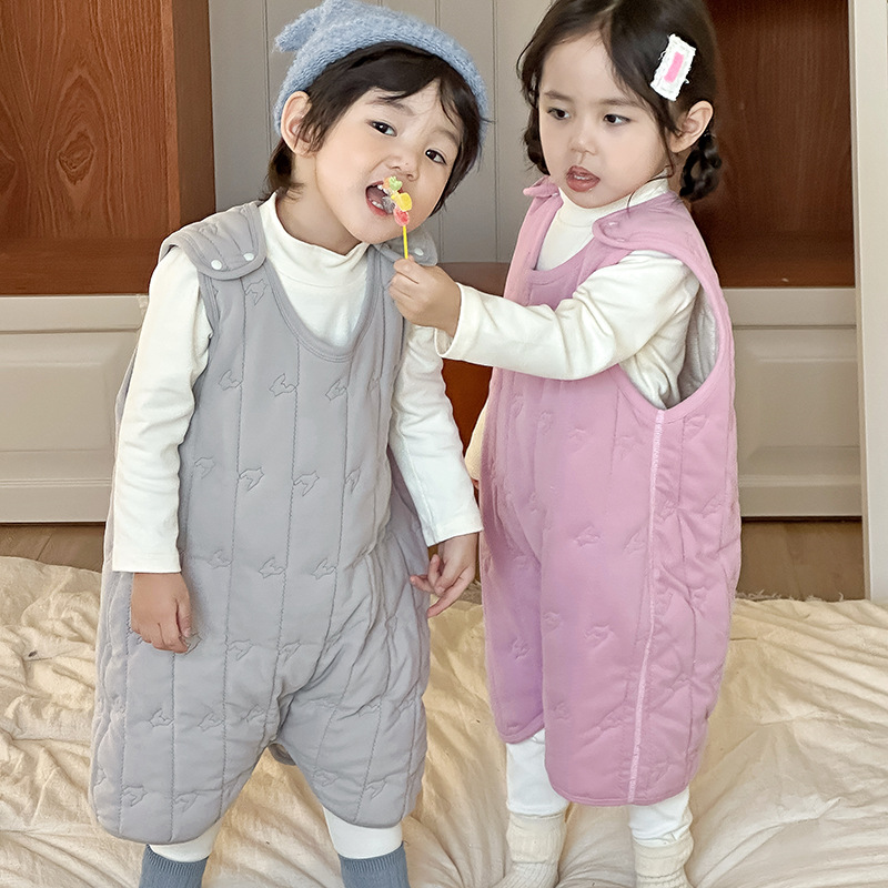 Новый детский спальный мешок с стеганым хлопком для мальчиков и девочек, противокикетный плед, теплый жилет-стиль пижама для осени и зимы, утолщенный