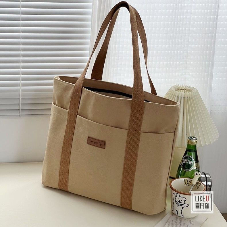 Original Design Japanese-Style Thickened Simple Versatile Commuter Canvas Tote Bag Student Class Shoulder Handbag