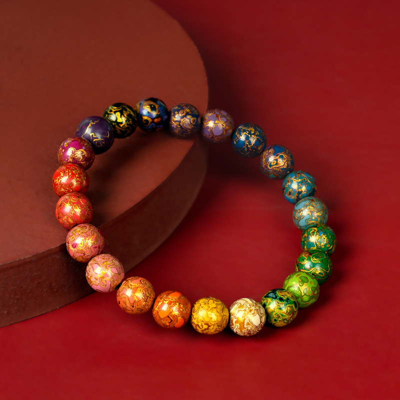 Seven alley lacquer lacquer beads single beads loose beads 8mm rhinoceros leather lacquer beads Fuzhou lacquer craft non-heritage natural snail