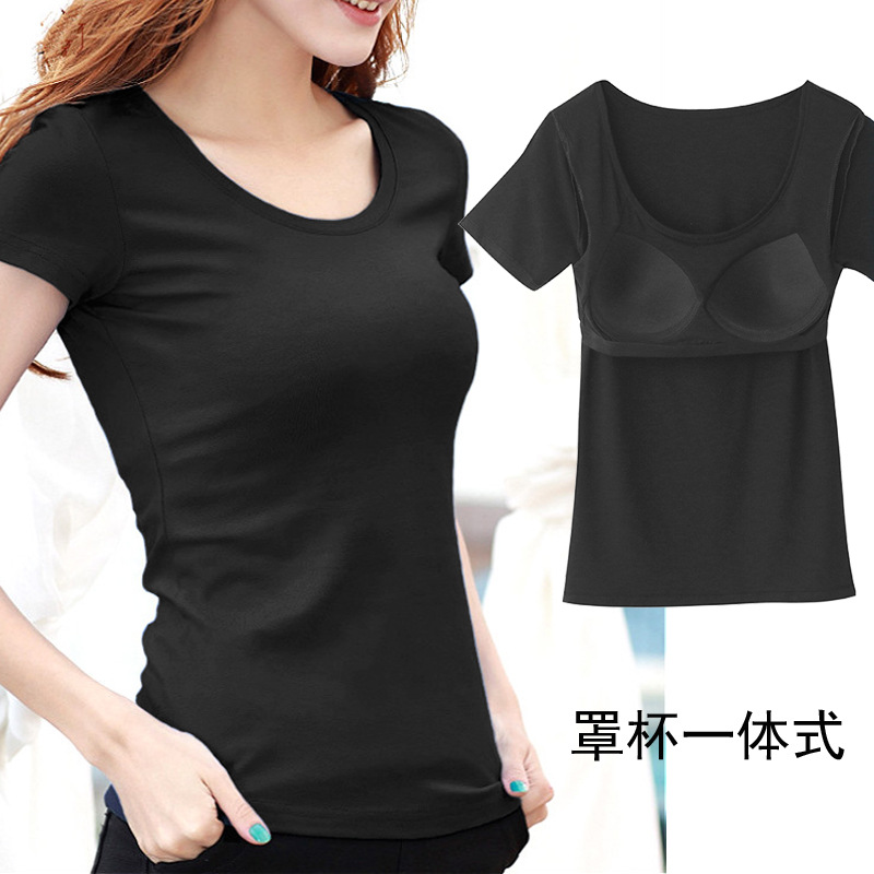 Модальная облегающая футболка без рукавов большого размера с чашечками для женщин, без бюстгальтера, однослойная, полурукав, йога, базовая одежда