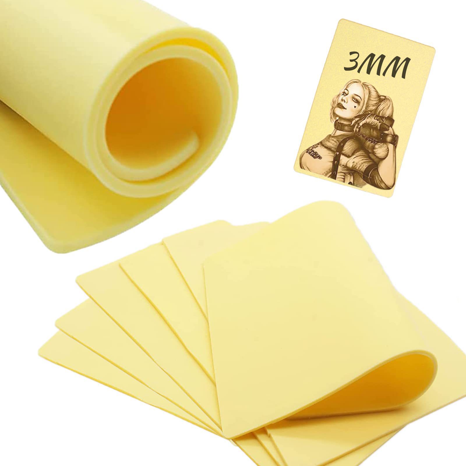 Татуировочная практика из искусственной кожи A4, утолщенная 3 мм, желтая силиконовая