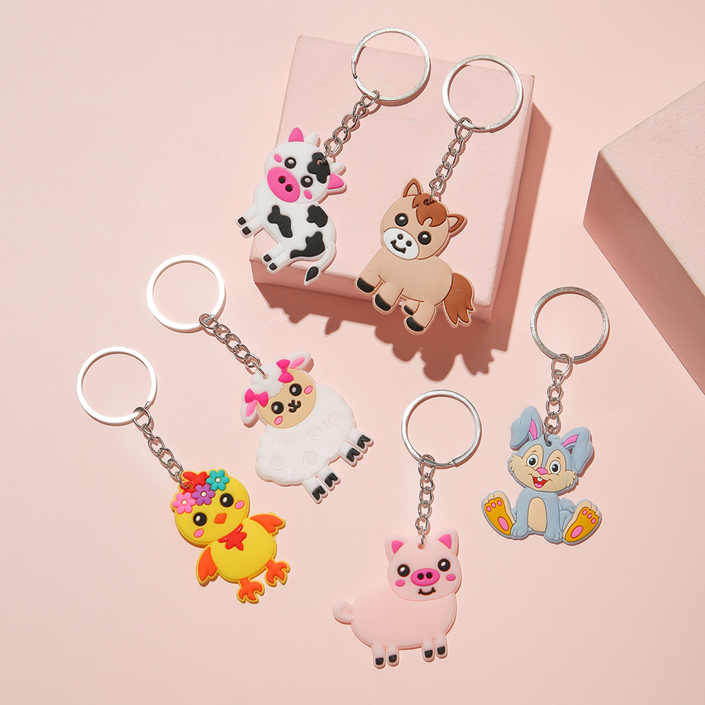 Брелок из ПВХ с мультяшным кроликом, металлический брелок для вечеринки