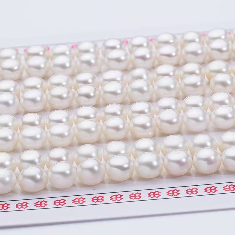 Zhuji 4A Natural Freshwater Pearls 9-12mm Loose Beads Bread Beads Steamed Bun Beads Earrings Necklace Accessories Half Hole