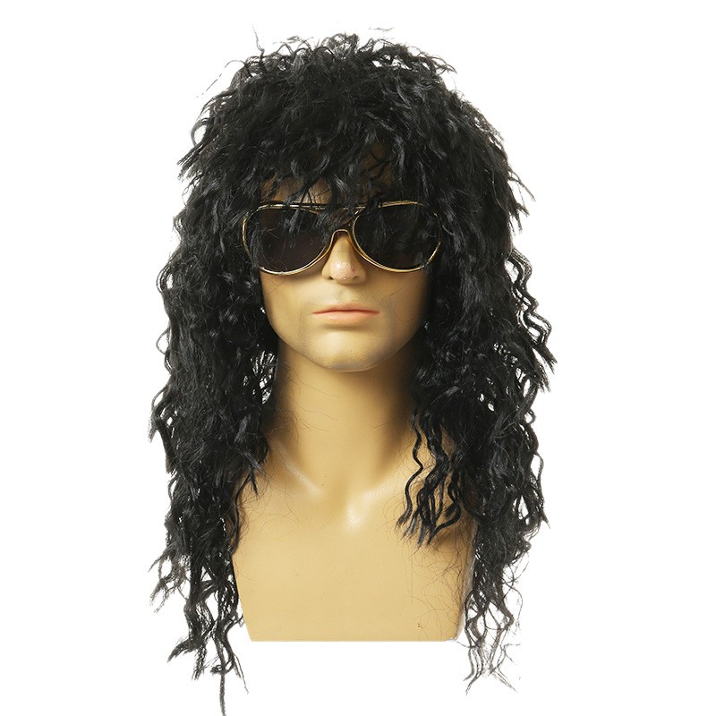 Halloween 70S Retro Cos Costume Punk Black Wig Disco European and American Men's Curly Hair