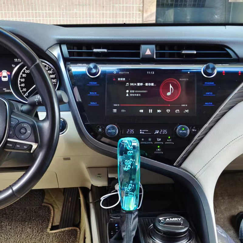 Foreign trade explosions strength factory transparent crystal cylindrical car gear head LED gear head wave stick head gear shift head