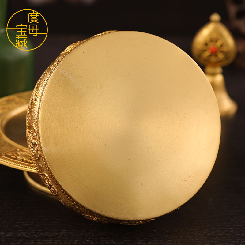 Huibaomanzha Plate Brass Imitation Nepalese Eight Auspicious Carved Full Set of Xizang Mandala Repair Plate 13cm Mandala Plate