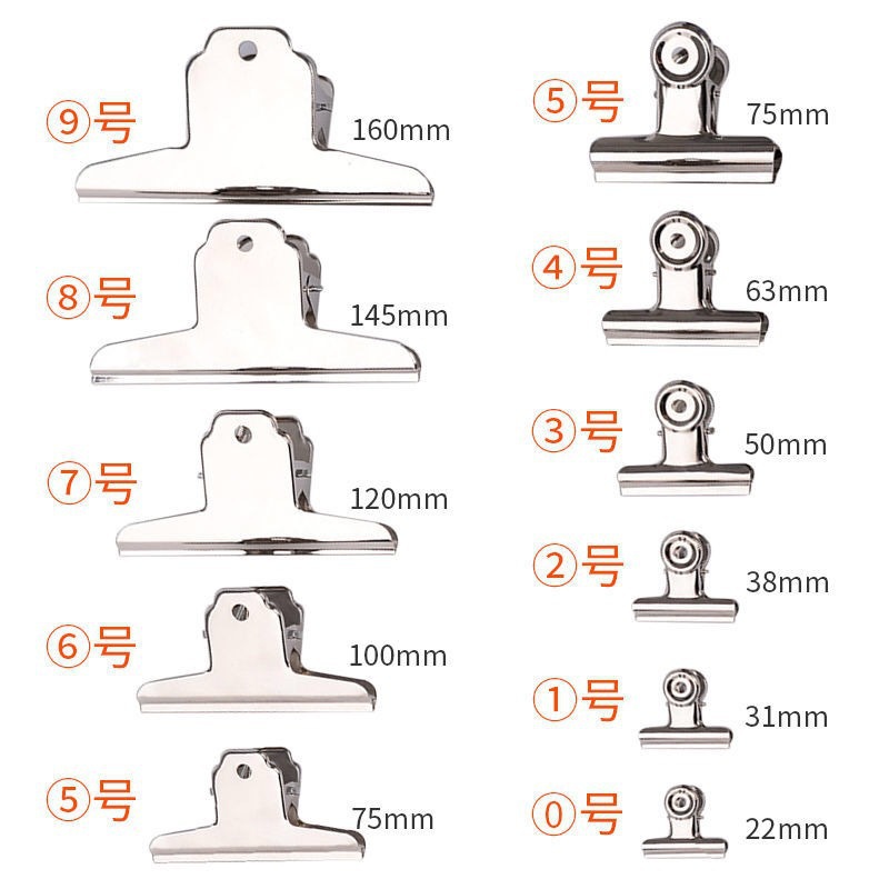 Stainless Steel Round Steel Clip Multi-Specification Large and Small Mountain-Shaped Clip Stationery Clip Metal Bill File Clip Wholesale