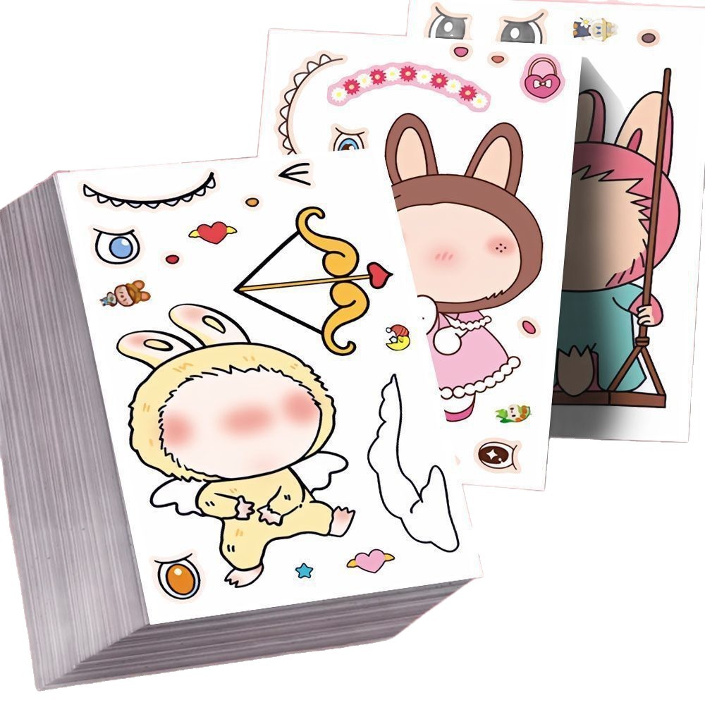 Popular Dress-Up Stickers for Children and Students, Creative and Interesting Cartoon Puzzle Self-Adhesive Stickers, Internet Celebrity Puzzle and Interesting Handmade Stickers