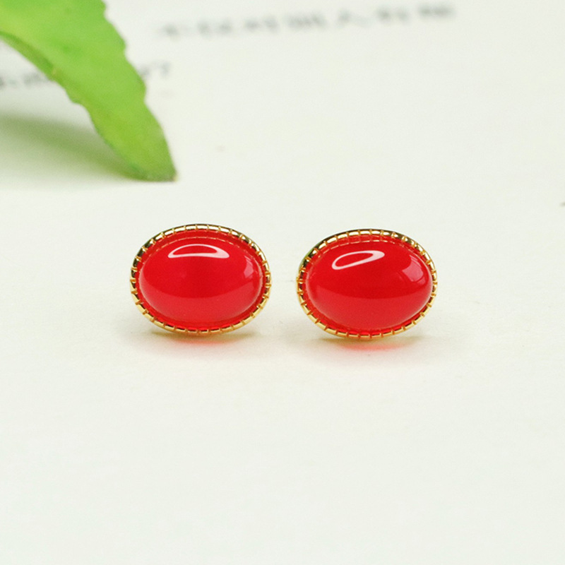 Ai Yu Green Agate S925 Silver Needle Earrings Jadeite Earrings Jewelry Factory Wholesale Live Streaming Dropshipping S3101005A