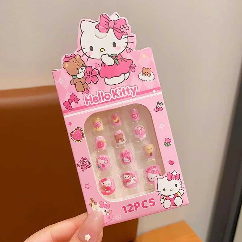 Children's Wearing Nail Pieces Kulomi Girl's Removable Funny Nail Stickers Cartoon Sanrio Toy Nail Stickers