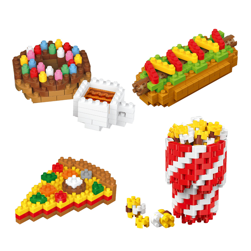 Wholesale Dropshipping Cross-Border Special Supply of Cola Burger Popcorn Fries Donuts Building Block Model Fun Building Toys