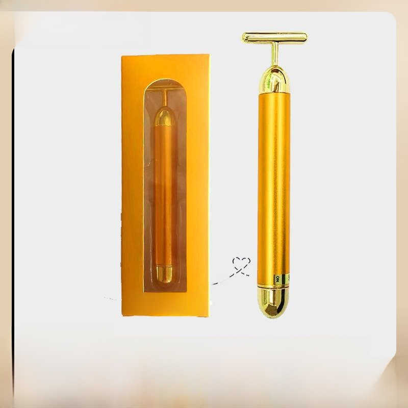 Source factory 24K gold color beauty stick face import massage instrument electric beauty stick T-shaped face massage stick