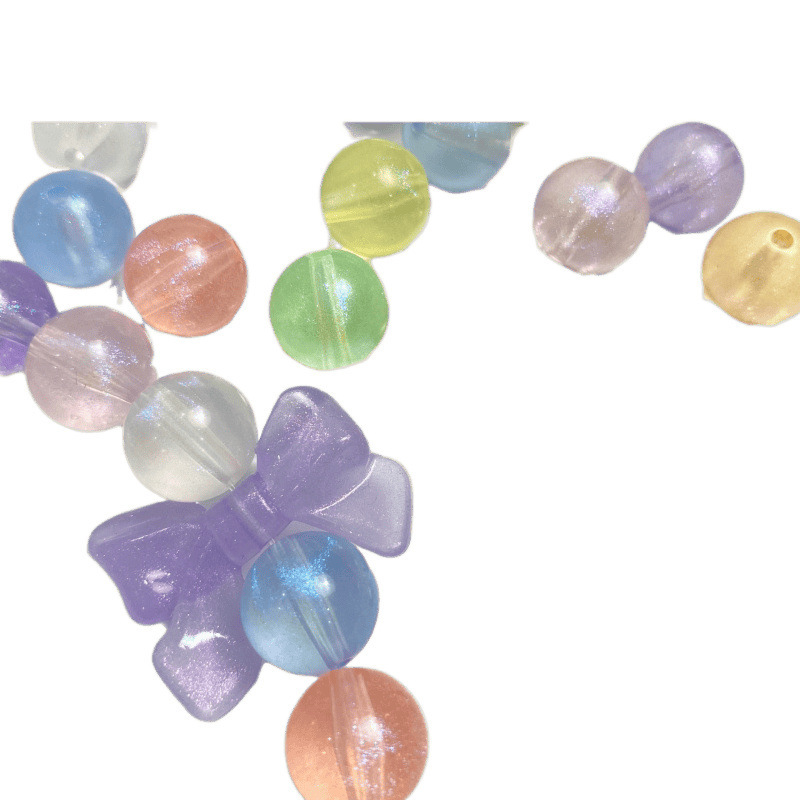 Fine Glitter Onion Pink Beads 14mm Bright Round Beads DIY Homemade Rubber Band Mobile Phone Chain Key Chain Beading Material Jewelry