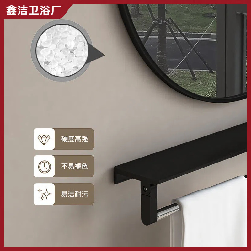 Cosmetic Mirror Bathroom Aluminum Alloy Mirror Round Mirror Household Bathroom Wall-mounted Lens with Towel Bar Storage Rack