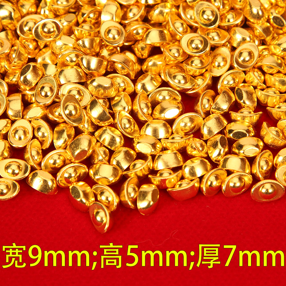 Sand gold small ingot solid simulation mini alloy bright surface ingot small ornaments Chinese gift metal crafts batch