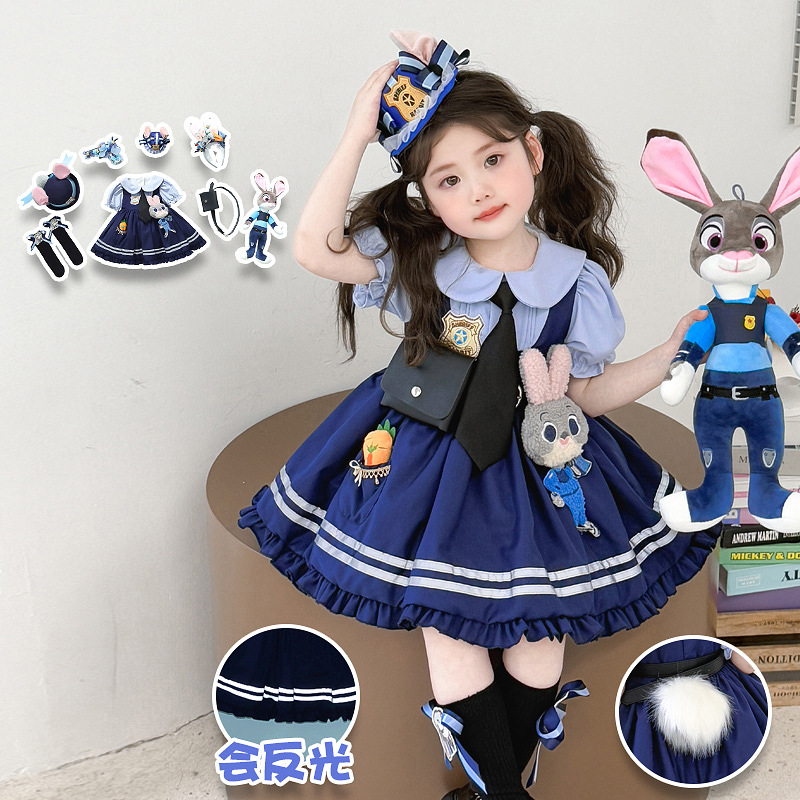 Платье принцессы для девочек, полицейский кролик, летнее платье, юбка для дня рождения, лолита платье