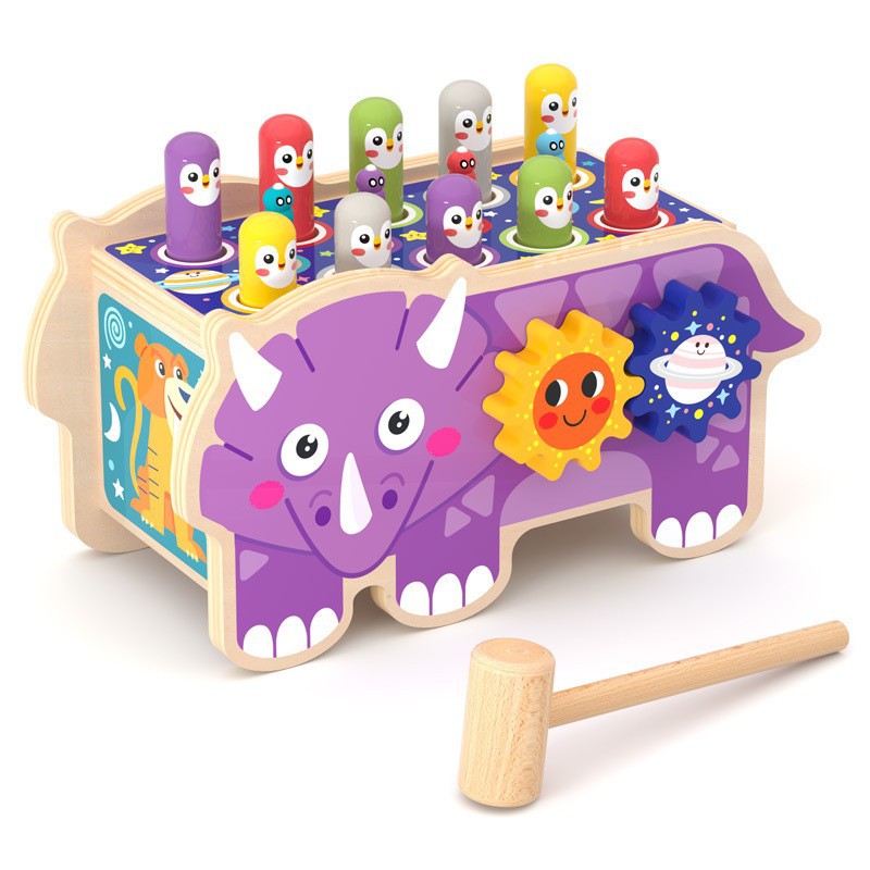 Wooden Whack-A-Mole Percussion Instrument with Eight-Tone Xylophone, Ball-Pounding Platform for Boys and Girls, Early Education Educational Wooden Toy