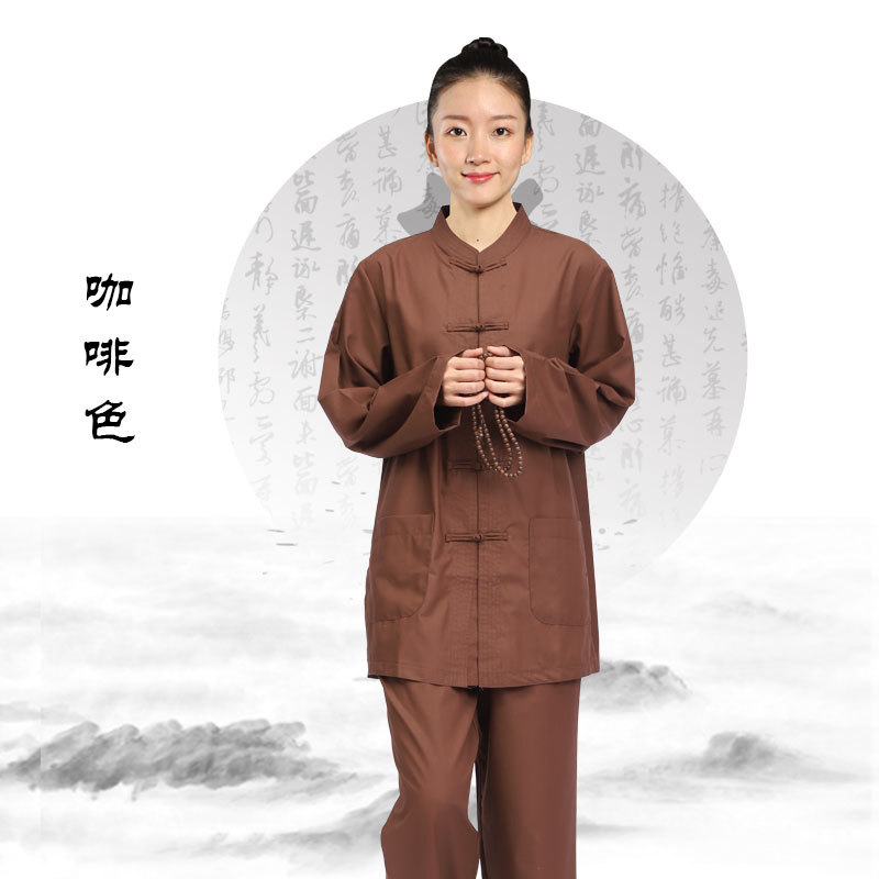 Dharma Club Buckle Husband Clothing Women's Mountain Monk Clothing Haiqing Zen Suit Spring Summer Autumn Brown Navy Blue