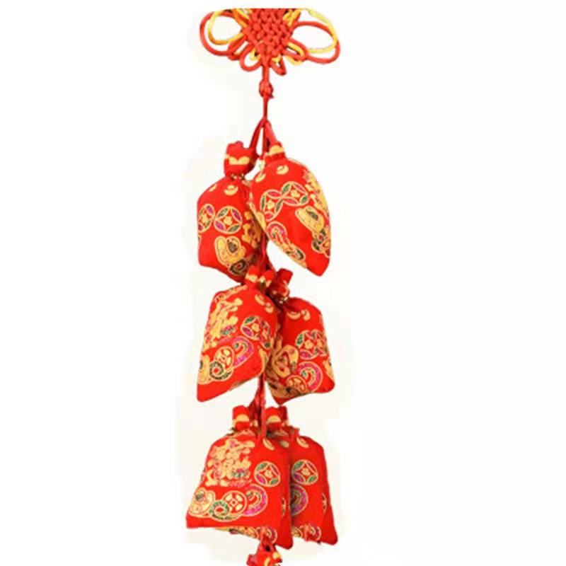 New Year festive chili string flocking Lantern string flannel Fu string fish firecrackers string New Year pendant decoration wholesale
