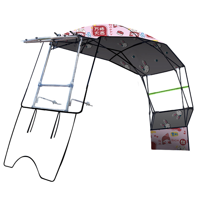 New Electric Vehicle Canopy, Battery Motorcycle Rain and Sun Protection Retractable Parasol, Foldable Gear Push Window