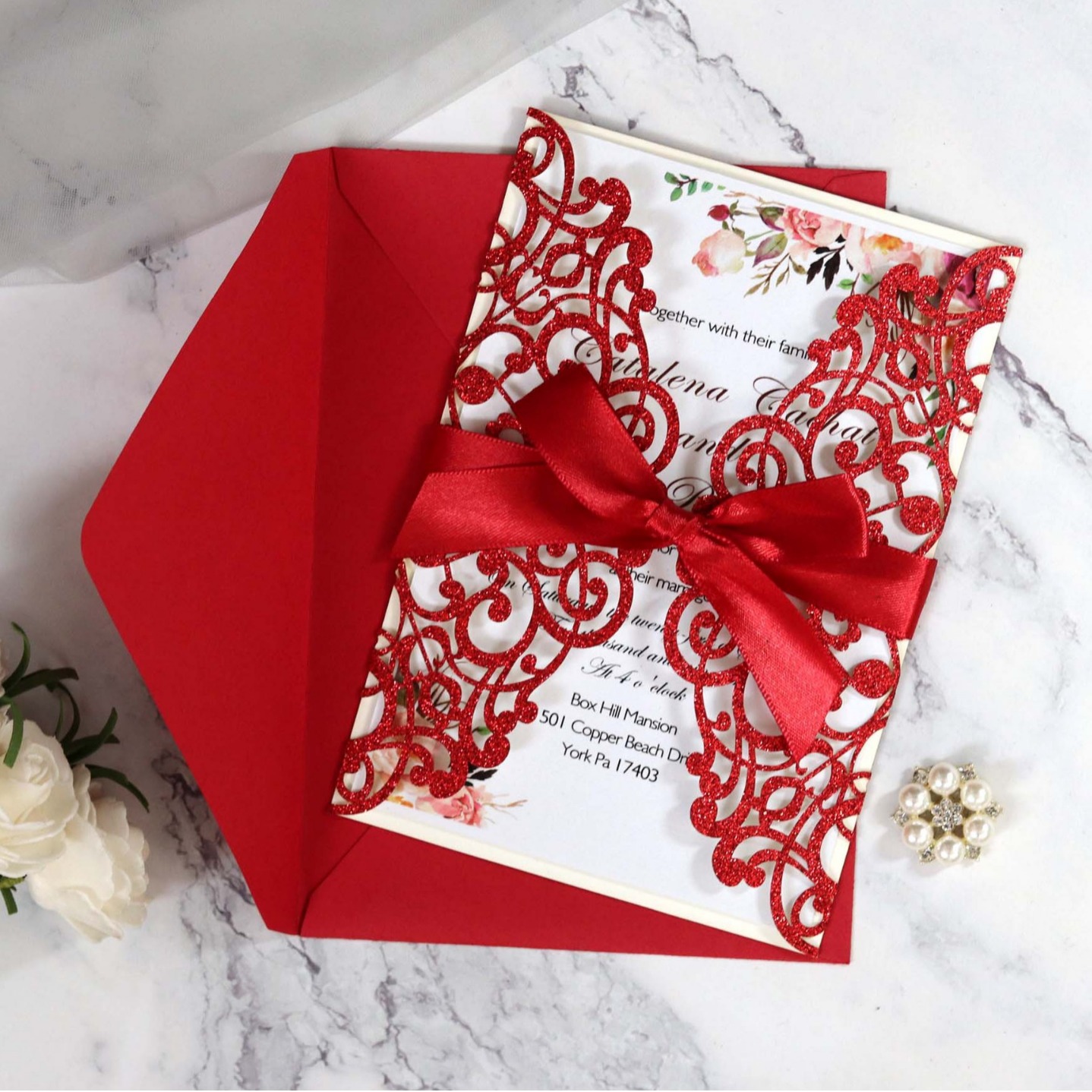 Powered Glitter Apple Gold Hollow Invitation Bride Bath Greeting Card Wedding Engagement Invitation Card Invitation Card Wholesale