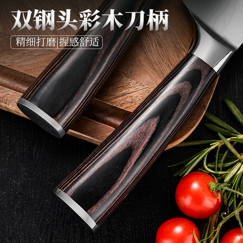 Cross-border Damascus Laser Pattern Chef Knife Fruit Knife Stainless Steel Knife suit Japanese Knife Sande Knife Kitchen Knife