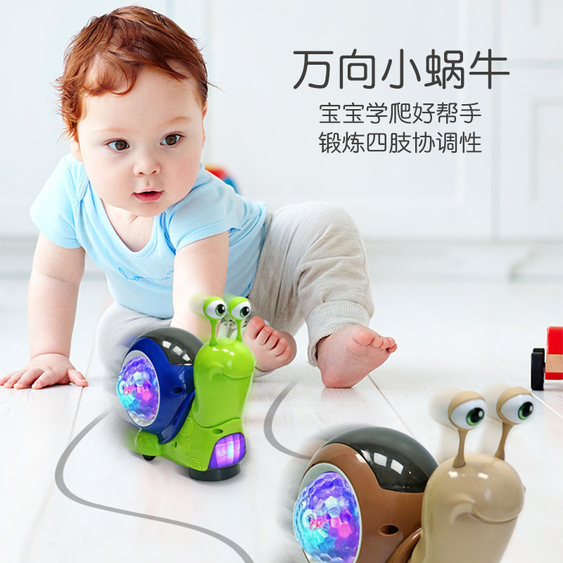 Cross-border explosions children's Electric Universal head snail toys 3D light projection music parent-child toys wholesale