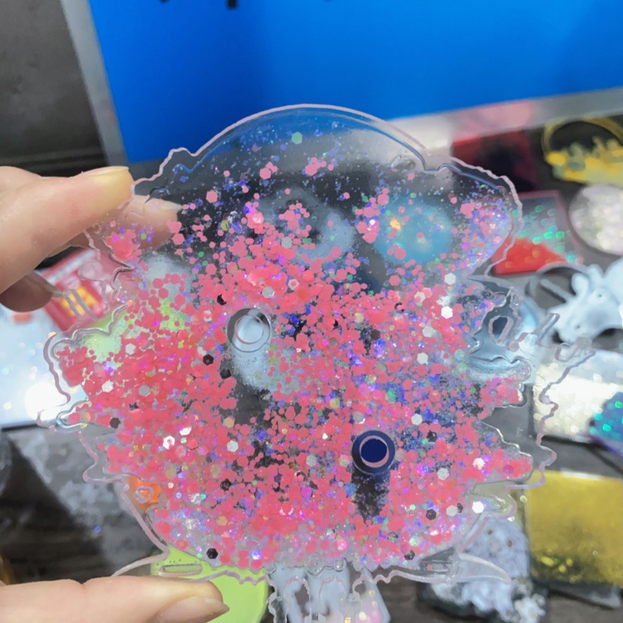 Acrylic Quicksand Embryo Acrylic Quicksand Box Special-Shaped Metal Refrigerator Magnet Quicksand Embedded Quicksand