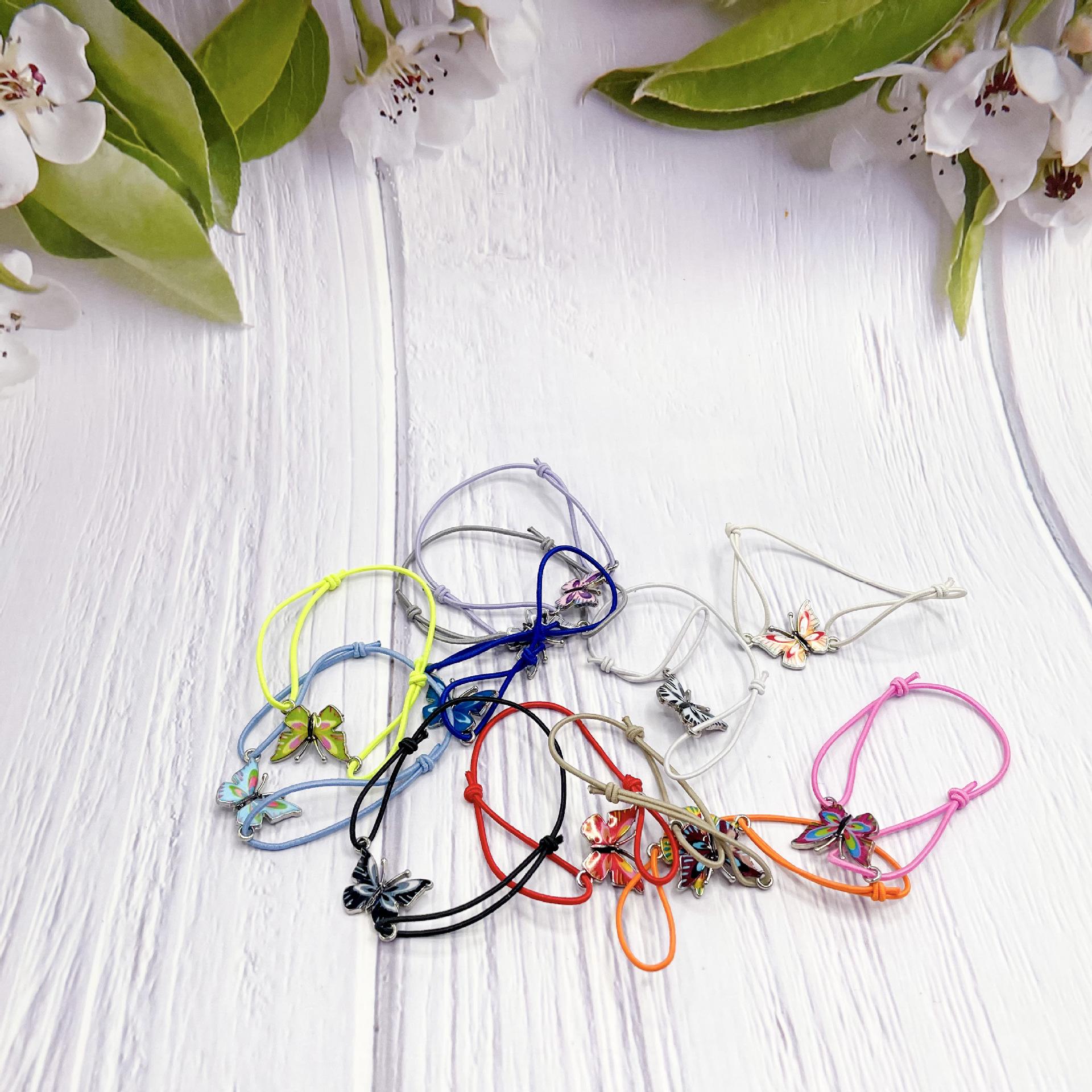 Summer Colorful Friendship Woven Elastic Adjustable Bracelet Butterfly Fairy Party Gift Christmas Birthday Hand Rope