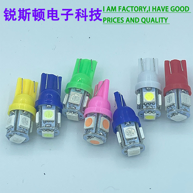 Лампочка T10 5050 5SMD 5W5 индикаторный широкий свет для номерного знака, светодиодный свет для мотоцикла 12V