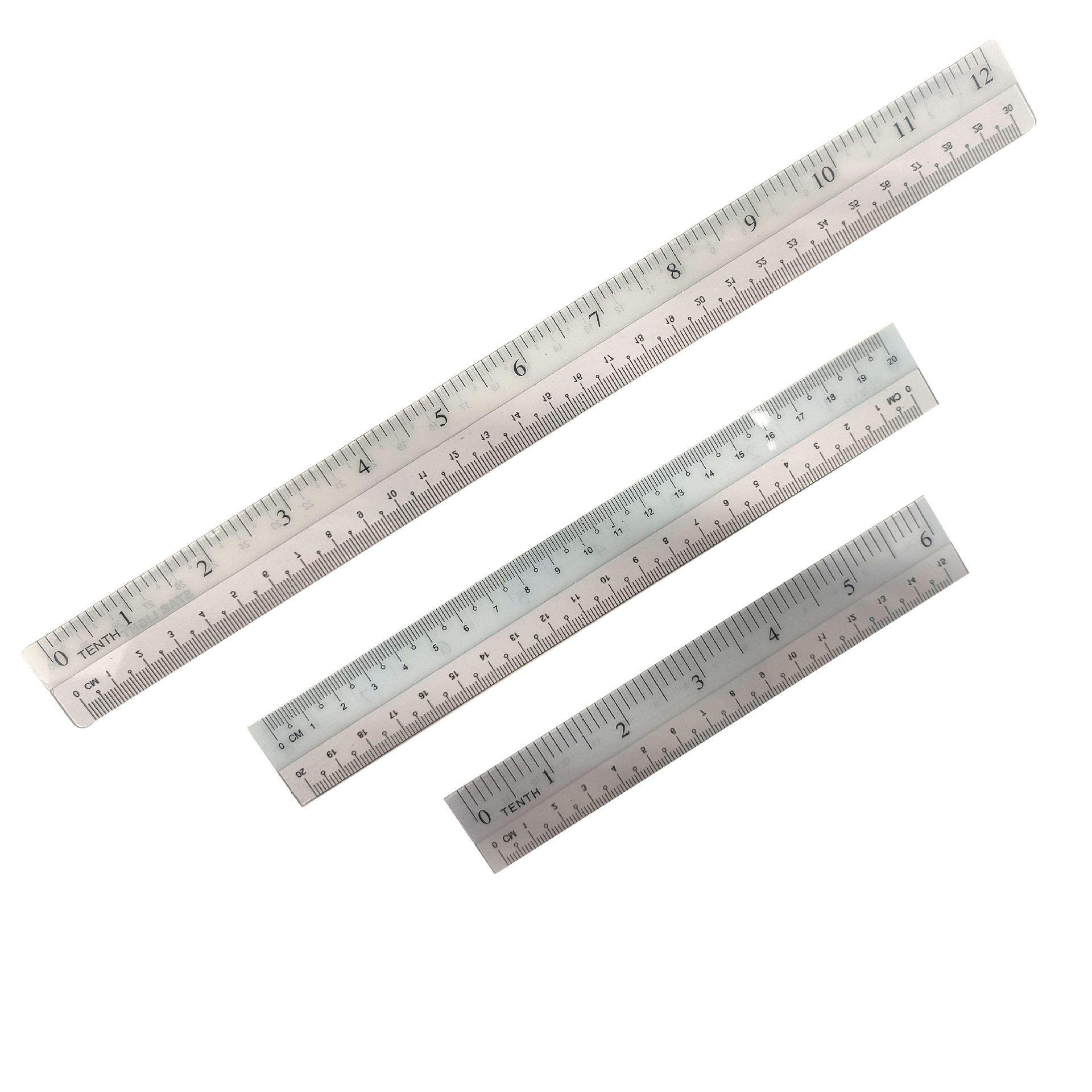 30cm transparent ruler plastic ruler 152030cm organic ruler PP soft ruler white edge ruler cross-border ruler