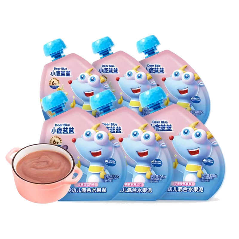 Fawn blue baby mixed fruit puree baby mixed fruit puree children snacks suction bag prune puree