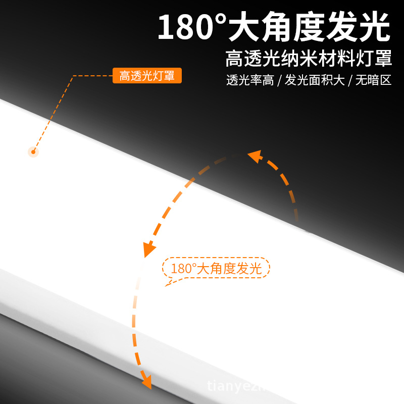 Led strip lamp super bright energy-saving lamp full set of integrated strip workshop office lamp household three-proof purification lamp