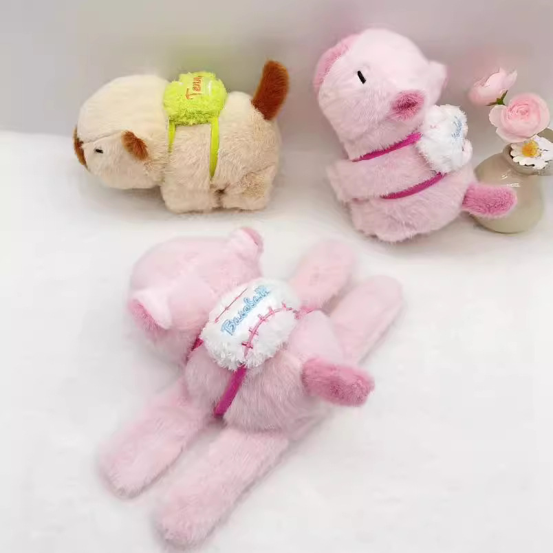 Internet Celebrity Capybara Snap Ring Rolled Hand Capibala Wagging Tail Bracelet Plush Toy Doll Machine Doll Gift