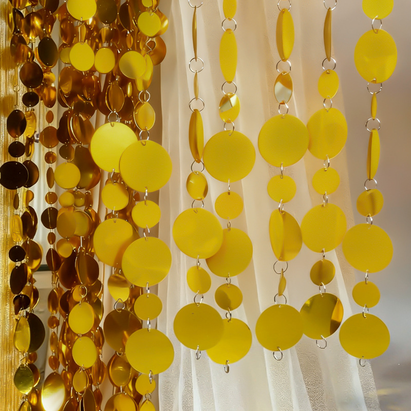 Wedding Sequin String Gold Silver Pearlescent String Hanging Curtain Background Layout Wedding Ceiling Decoration Disc Stage Hanging Decoration