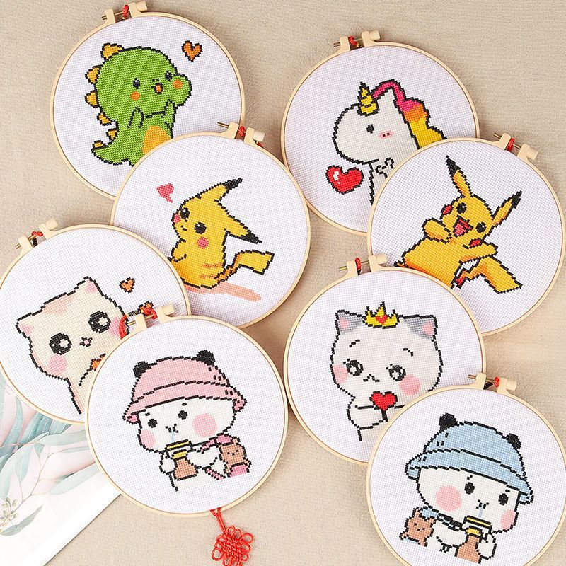 Детский набор для вышивания крестом Новые животные Мультяшные ручные простые нитки Вышивка Маленький кулон Материалы для начинающих