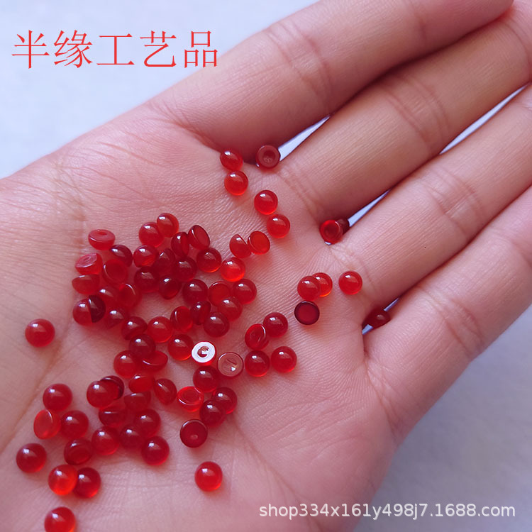 [Red agate ring] Natural Red chalcedony round flat bottom gem jewelry DIY handicraft accessories bare stone