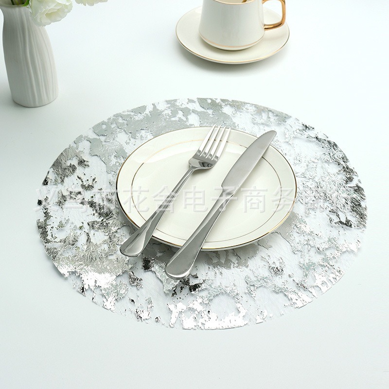 Gold Foil Disposable Mesh Placemats, Gold Metal Round Foil Grid Table Mats, Wholesale Light Luxury Style