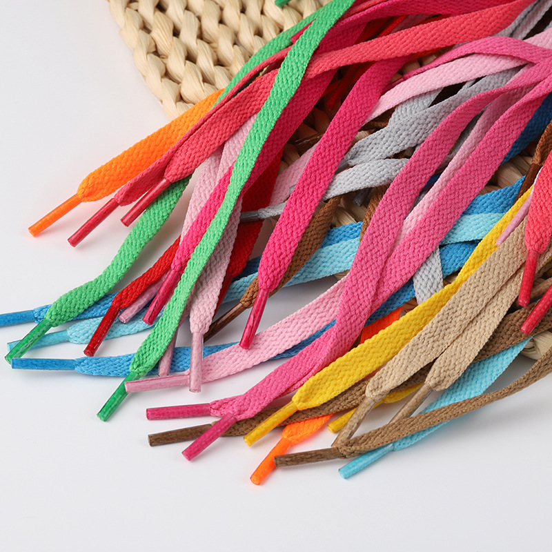 8mm Polyester Single-Layer Black and White Colorful Shoelaces Flat for Men and Women Af1 Sneakers Aj1 Sports Casual Shoelace Rope One Pair